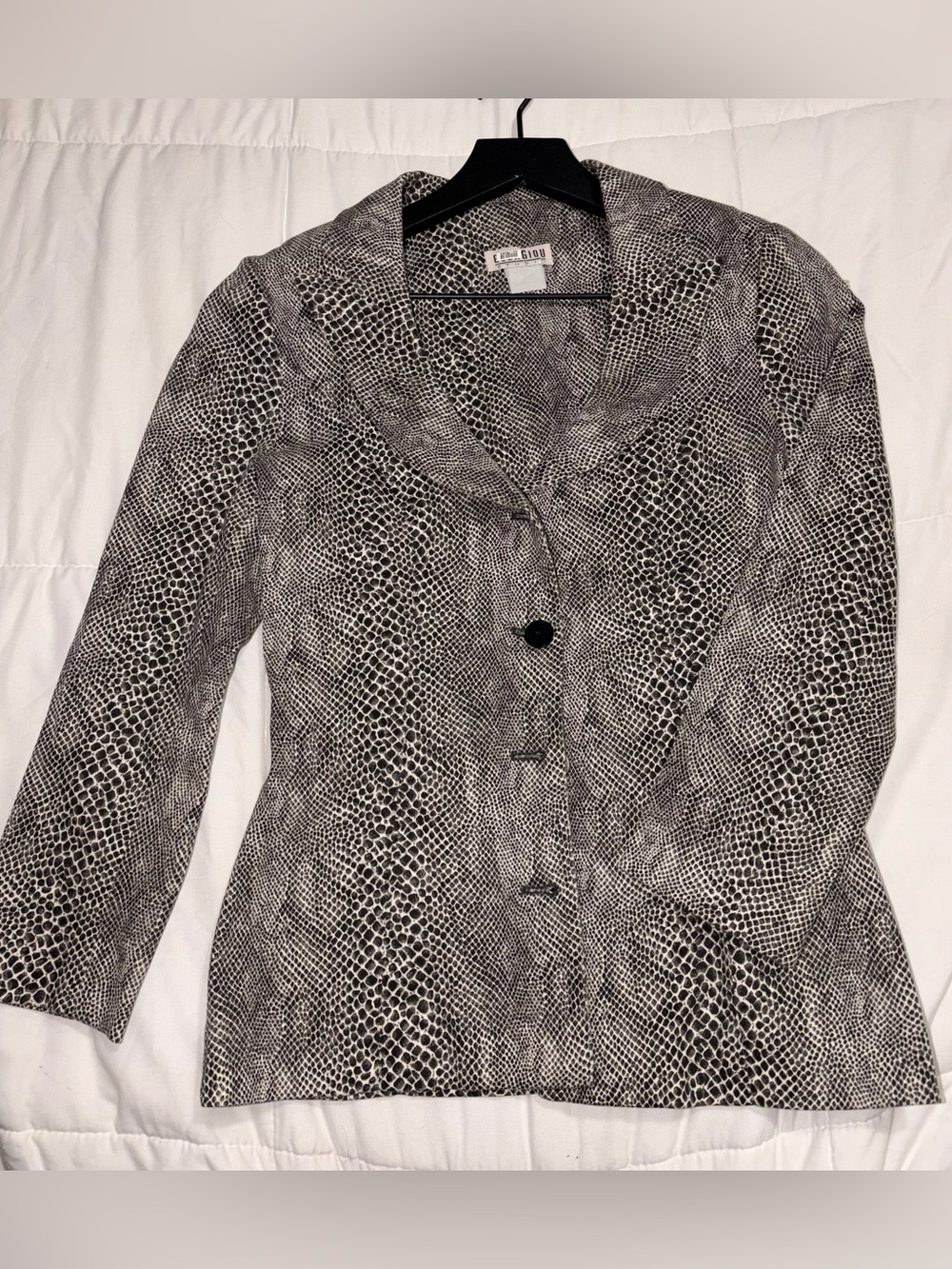 Ann Taylor Black & White Snake-Print Blazer Jacket